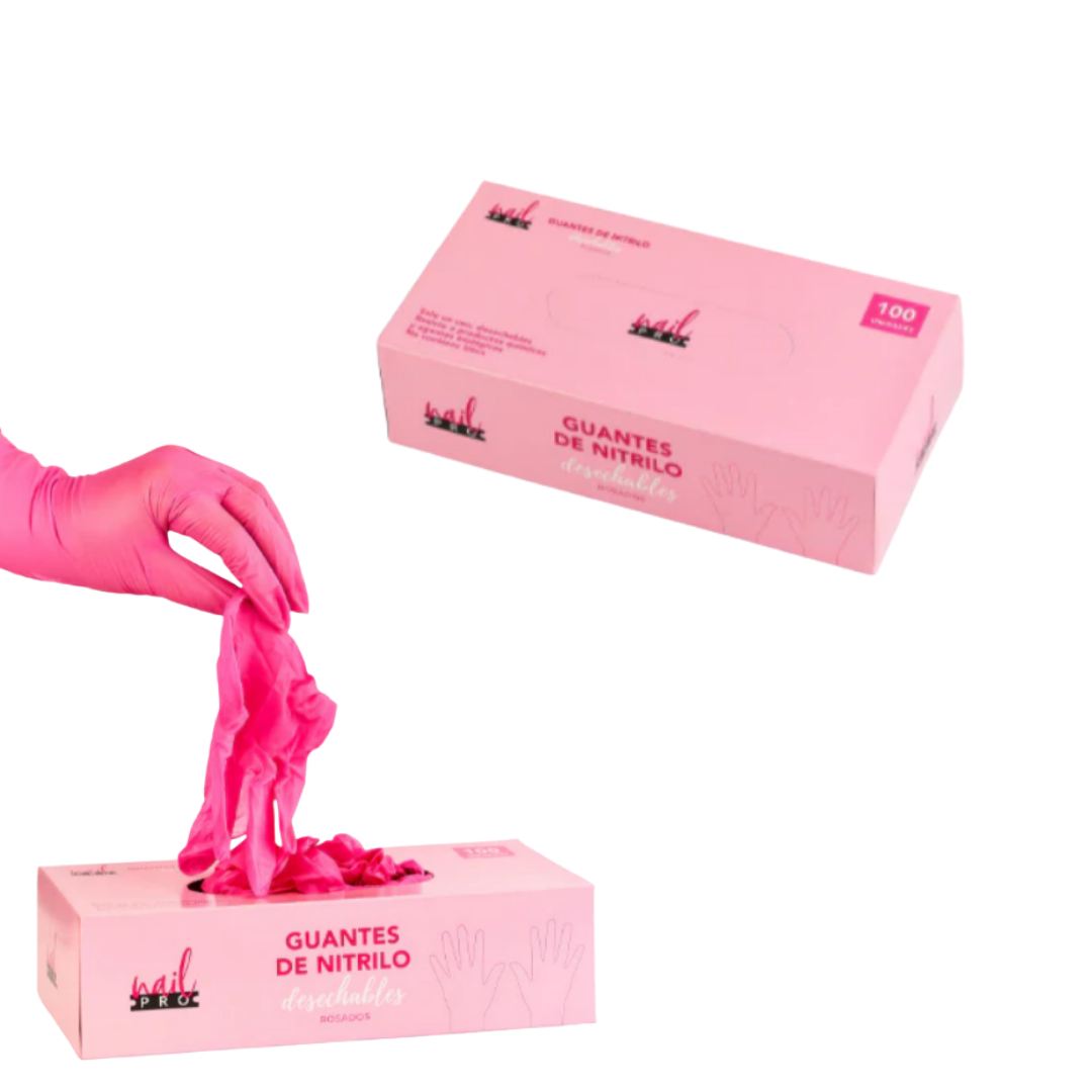 Guantes XS rosado 100unid Nail Pro