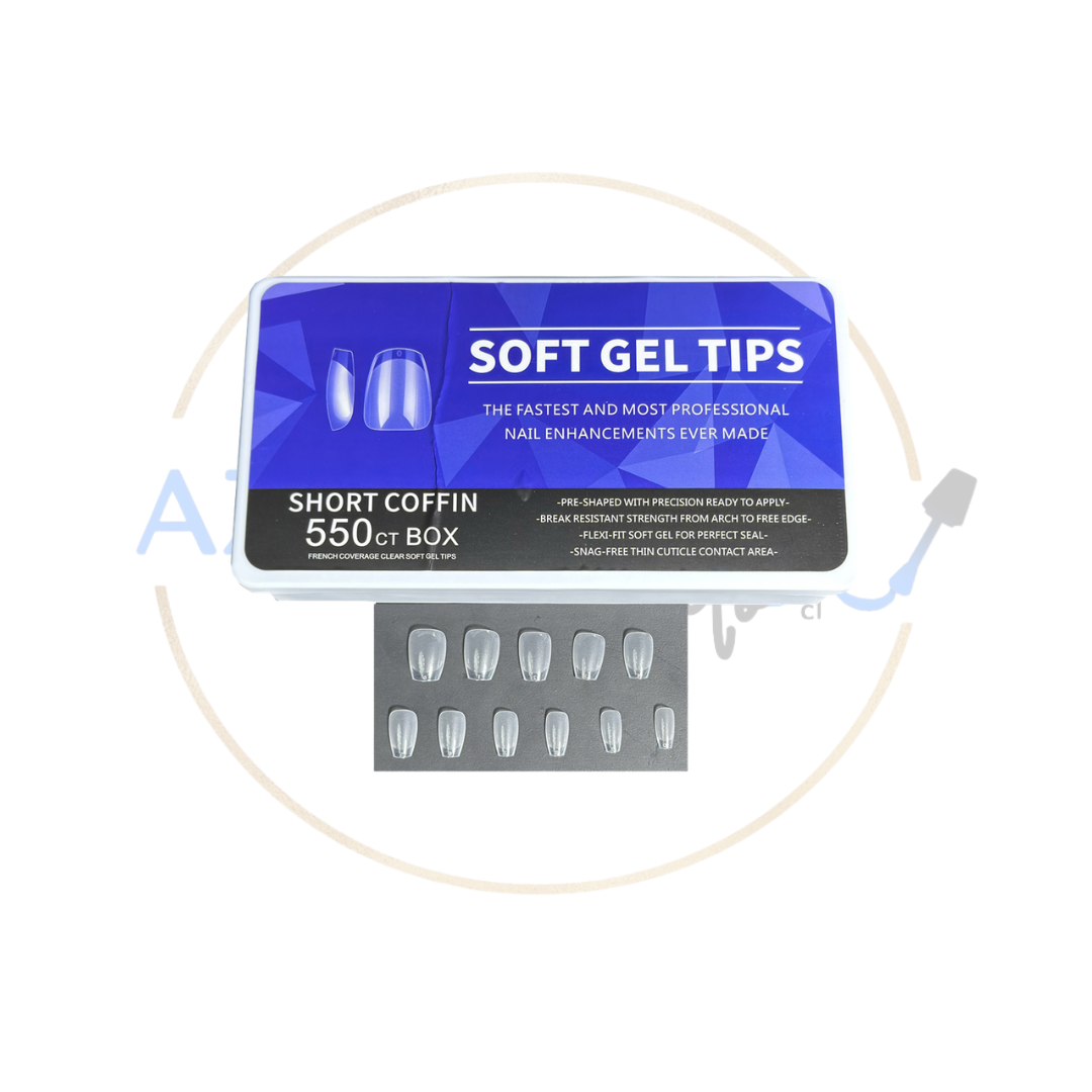 Tips Soft Gel Box Short Coffin (limado)