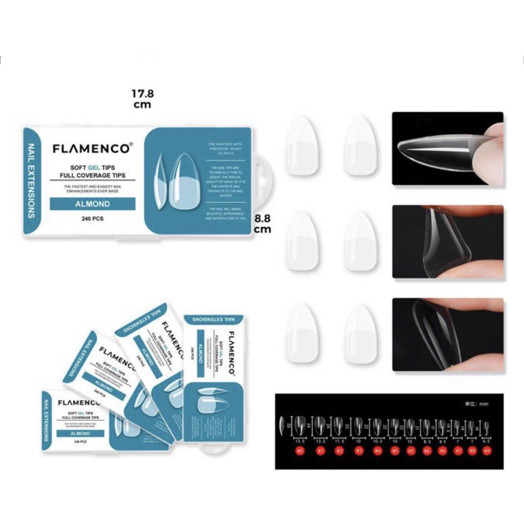 Tips Soft Gel almond Flamenco 240unid